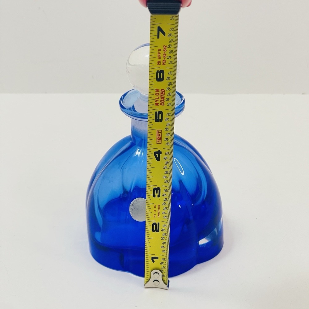 Collezione Glass Line Italy Crystal Cobalt Blue Scallop Perfume Bottle & Stopper - Picture 8 of 9